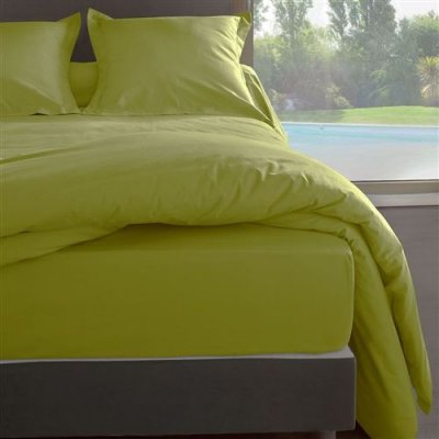 VENT DU SUD Drap Housse Bambou En Percale De Coton 80 Fils 160 X 200 X 30 Cm