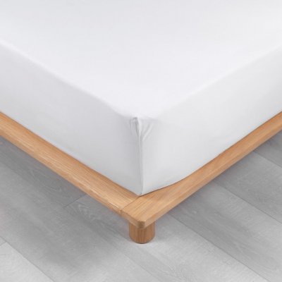 DOUCEUR D INTERIEUR Drap housse blanc 90 x 190 cm en percale Bonnet de 30 cm