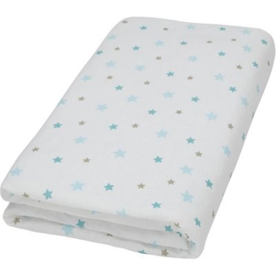 DOMIVA Drap-Housse Blanc Imprime Flocon Etoiles Aqua 70 X 140 Cm