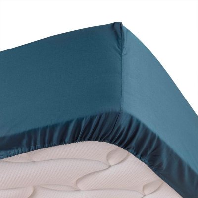 DOUCEUR D INTERIEUR Drap housse bleu 140 x 190 cm en percale bonnet 30 cm