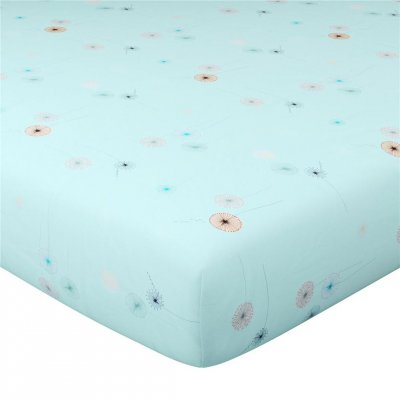 BECQUET Drap-housse coton PISSENLIT - vert c&eacute;ladon
