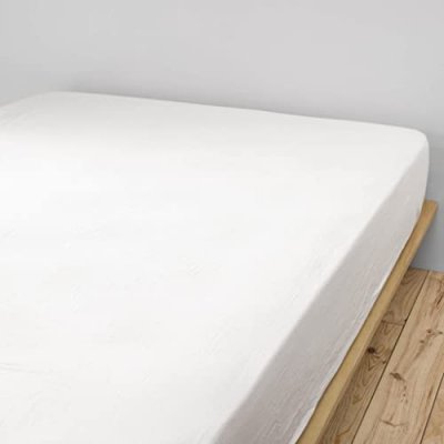 GENERIQUE Drap housse double gaze de coton blanc 160x200 cm - Blanc