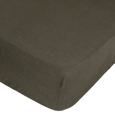 ATMOSPHERA Drap housse en 100%lin - Vert kaki - 200 x 160 cm