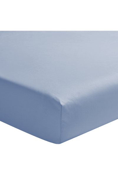 ESSIX Drap housse en percale de coton bleu 180x200
