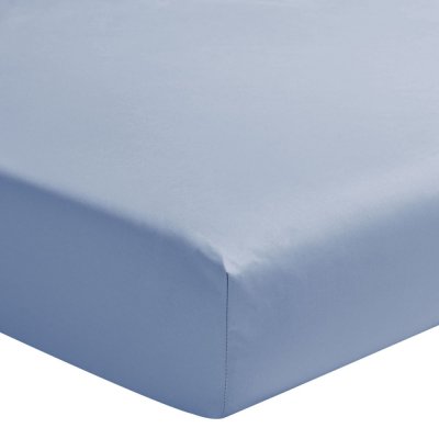 ESSIX Drap housse en percale de coton Premi&egrave;re Bleu olympe 120x190cm - Bonnet de 30 cm 