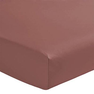 ESSIX Drap-housse en percale de coton PREMIERE Bois de rose 100x200cm