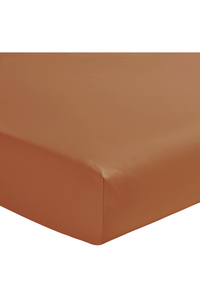 ESSIX Drap-housse en percale de coton PREMIERE Terre de sienne 200x200cm