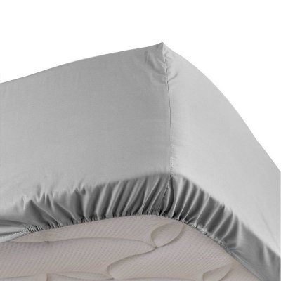 DOUCEUR D INTERIEUR Drap housse gris 180 x 200 cm en percale bonnet de 30 cm