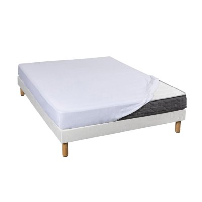 NON RENSEIGNE Drap housse gris jersey coton Lycra Tencel 140x190 &agrave; 160x220 - Gris