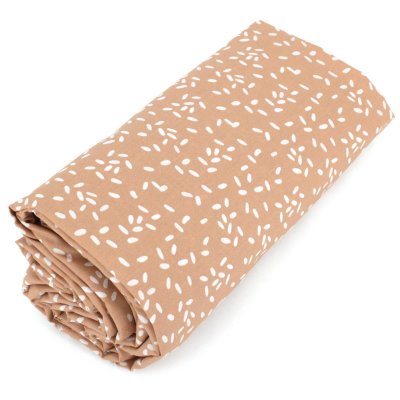 LINNEA Drap housse imprim&eacute; percale de coton santal Bonnet de 40 cm 140x200 cm - Orange Melba