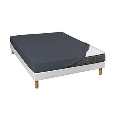 NON RENSEIGNE Drap housse jersey anthracite bonnet 30 cm 100% coton biologique 70/80x190/200