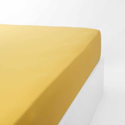 LINANDELLE TEXTILE & LINGE DE MAISON Drap housse jersey extensible en coton jaune or 120x190 cm