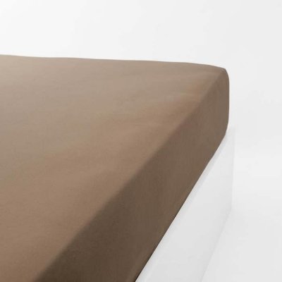 LINANDELLE TEXTILE & LINGE DE MAISON Drap housse jersey extensible en coton marron 80x190 cm