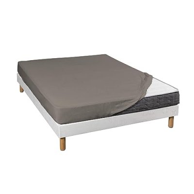 NON RENSEIGNE Drap housse jersey taupe bonnet 30 cm 100% coton biologique 80x190