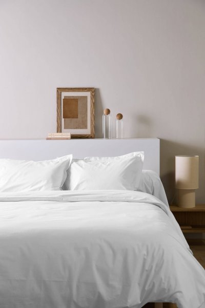 CAMIF Drap housse percale bio Elise   160 x 200 cm Blanc