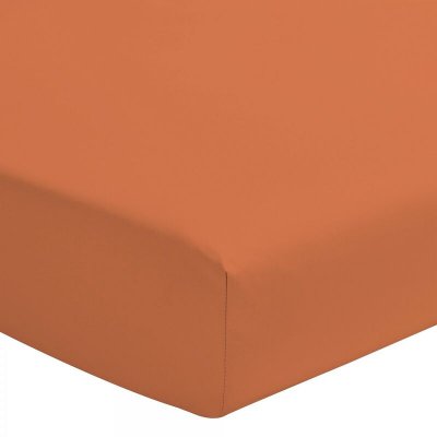 COUETTES ET CETERA Drap housse percale de coton - Bonnet 30cm - Orange - 160x200 cm