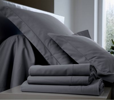 BLANC DES VOSGES Drap housse Percale Easy  140 x 190 cm Acier