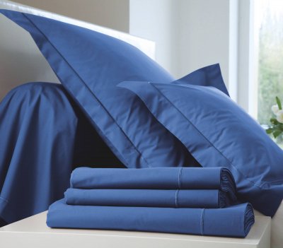 BLANC DES VOSGES Drap housse Percale Easy  90 x 190 cm Bleu royal