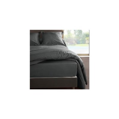 LABELLISM Drap housse percale M&eacute;line 2 LABELISSIM - Gris Ardoise - 90 x 190 cm
