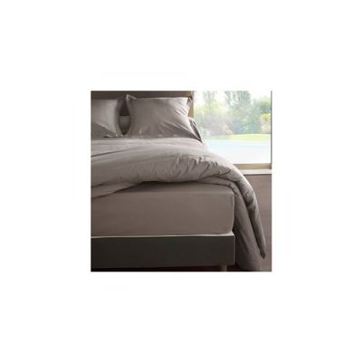 LABELLISM Drap housse percale M&eacute;line 2 LABELISSIM - Gris Cendre - 90 x 190 cm