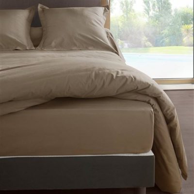 LABELLISM Drap housse percale M&eacute;line 2 LABELISSIM - Loutre - 180 x 200 cm