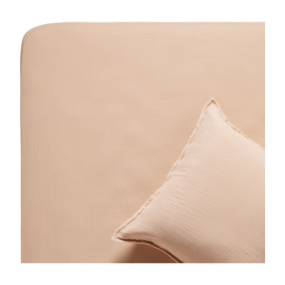 MADURA Drap Housse Rose P&ecirc;che 160 x 200 cm Lou - 