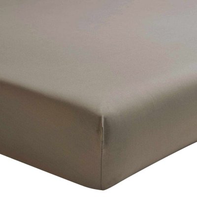 ESSIX Drap housse Taupe  en percale de coton 80 fils 180 x 200 cm