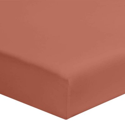 TERRE DE NUIT Drap housse terracotta 100% coton bonnet 30 cm 120x190 cm - Orange