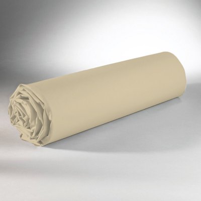 HOME LINGE PASSION Drap housse uni 100% coton - Bonnet 25cm - Beige - 90x190 cm