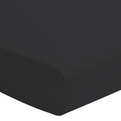 HOME LINGE PASSION Drap housse uni 100% coton - Bonnet 25cm - Noir - 140x190 cm - Noir