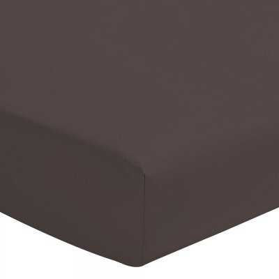 HOME LINGE PASSION Drap housse uni 100% coton - Bonnet 30cm - Chocolat - 90x200 cm