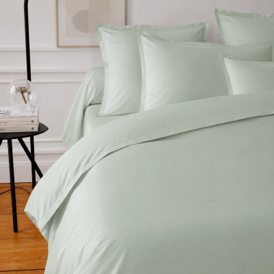 LINNEA Drap housse uni 120x200 cm coton alto vert fleur d'amandier