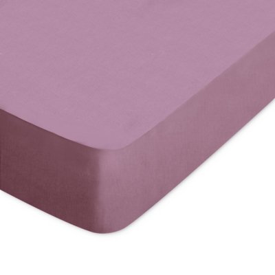 LINNEA Drap housse uni 160x220 cm bonnet 40 cm coton alto violet raisin