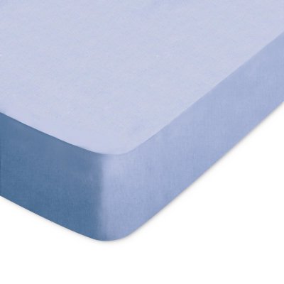 LINNEA Drap Housse Uni 200x200 Cm Bonnet 50 Cm 100% Coton Alto Bleu Belle Ile