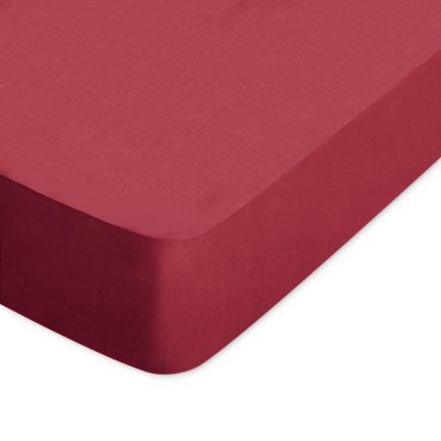 LINNEA Drap Housse Uni 200x200 Cm Bonnet 50 Cm 100% Coton Alto Rouge Garance