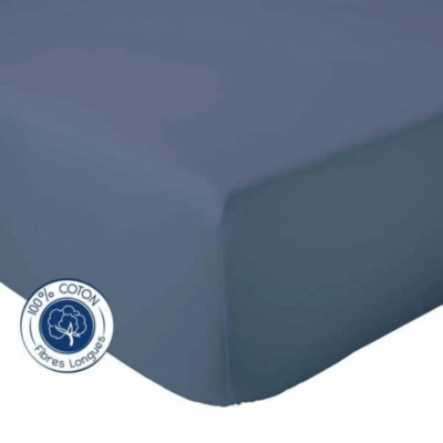 TRADILINGE Drap Housse Uni en 100% Coton - Orage - 140 x 190 bt 23 cm