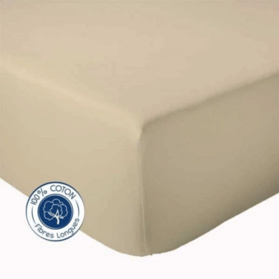 TRADILINGE Drap Housse Uni en 100% Coton - Seigle - 90 x 190 bt 23 cm