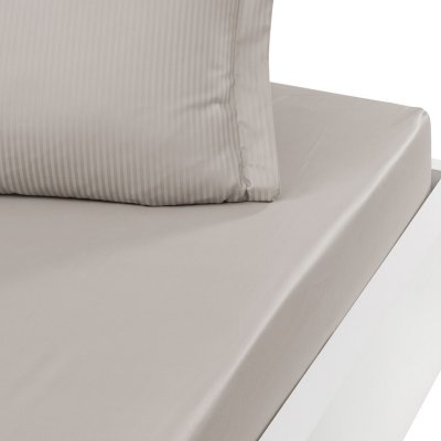 SENSEI MAISON Drap Housse Uni En Satin De Coton Taupe 180x200 Cm