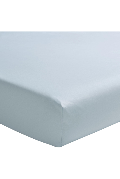ESSIX Drap housse uni PREMIERE en percale de coton Bleu Glacier 90x190 cm