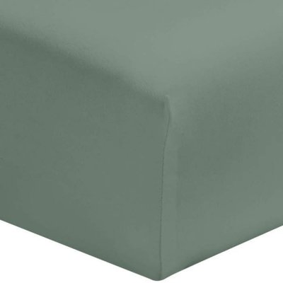 TERRE DE NUIT Drap housse vert de gris 100% coton bonnet 40 cm 160x200 cm - Vert