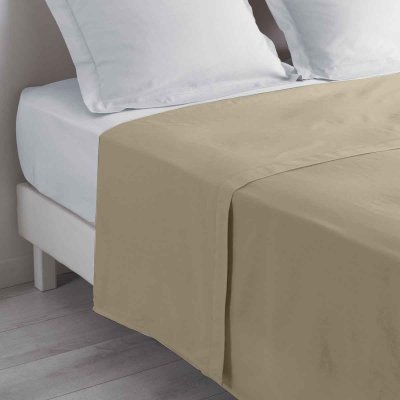 Drap Plat En Coton ""biolina"" 240x300cm Taupe - Paris Prix