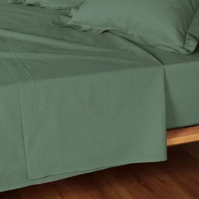 DOUCEUR D INTERIEUR Drap Plat ""lina"" 180x290cm Vert C&egrave;dre