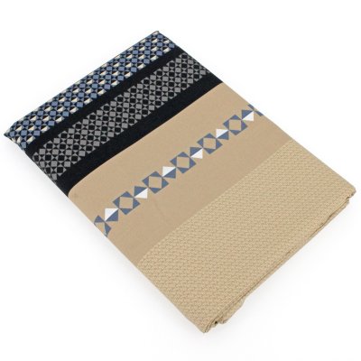 LINNEA Drap plat percale de coton MARLOW 180x290 cm - Multicolore Acier