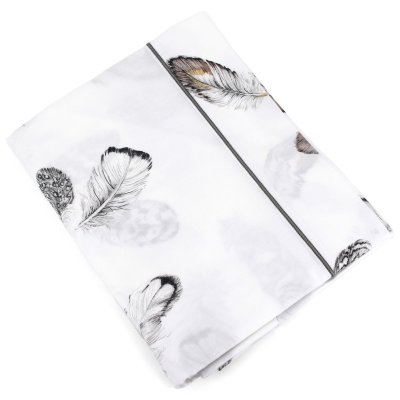 LINNEA Drap plat percale pur coton plumes 180x290 cm - Blanc