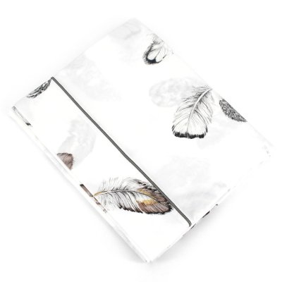 LINNEA Drap plat percale pur coton plumes 280x325 cm - Blanc