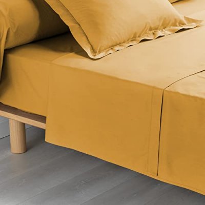 DOUCEUR D INTERIEUR Drap plat ""percaline"" 180x290cm miel
