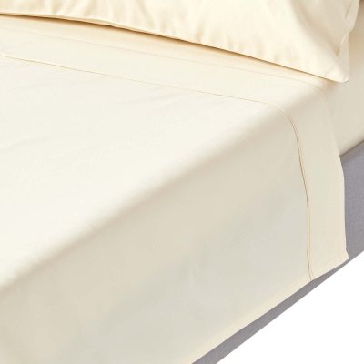HOMESCAPES Drap plat uni 100 % coton &eacute;gyptien 1000 fils coloris Cr&egrave;me 270 x 300 cm