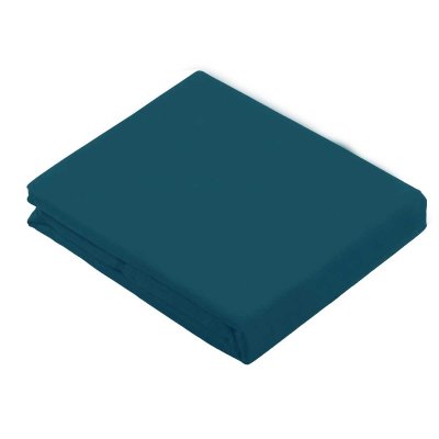 HOME MAISON Drap Plat Uni En 100 % Coton Coton Bleu Paon X