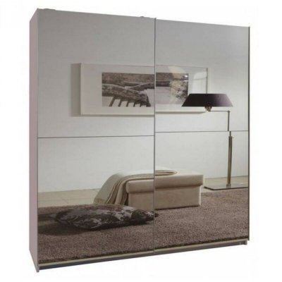 Dressing CLAPTON 135 cm portes coulissantes blanc / miroirs