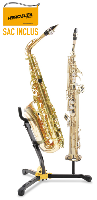 HERCULES DS533BB Double Support saxo alto ou t&eacute;nor, et saxo soprano - housse incluse